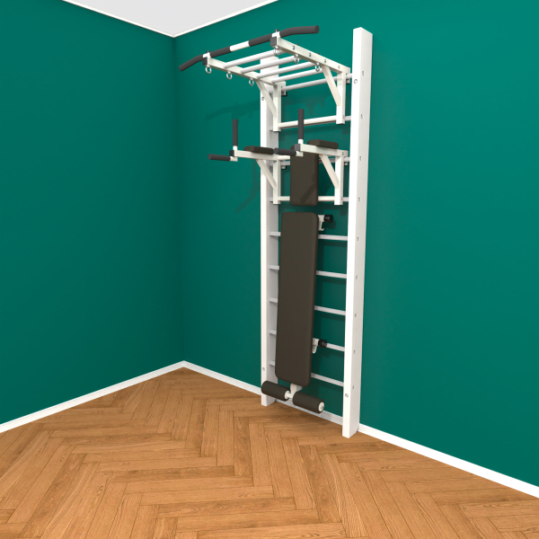 картинка Брашированная шведская стенка "Кастерли" Белый РБС (Белые ступени) от магазина Лазалка