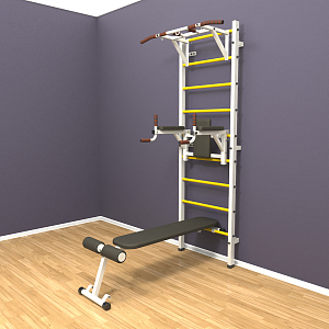 Шведская стенка «LittleSport» White Pull-Up 3.0 желтые ступени