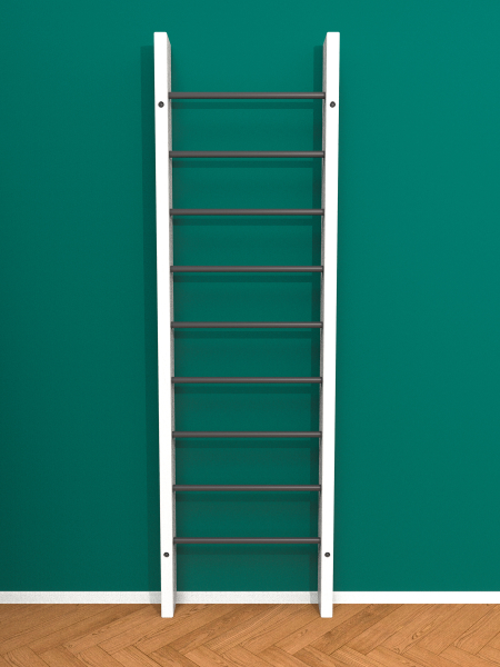 картинка Брашированная шведская стенка "Кастерли" White (Черные ступени) от магазина Лазалка