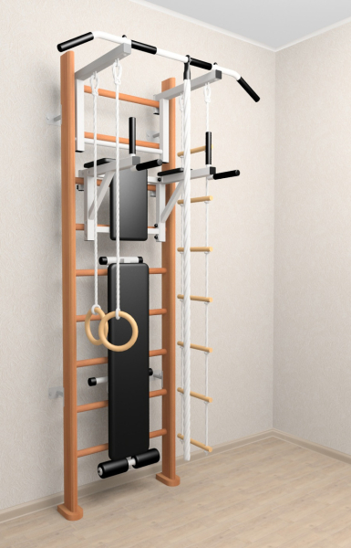 картинка Деревянная шведская стенка Sv Sport 906о (Турник стандарт/Брусья/Скамья/Канат/Кольца/Лестница) от магазина Лазалка