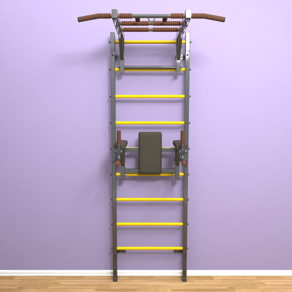 картинка Шведская стенка «LittleSport» Graphite Long 2.0 желтые ступени от магазина Лазалка