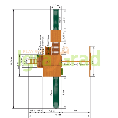 картинка Детская площадка IgraGrad "Великан 2" (Макси) от магазина Лазалка