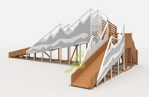 Зимняя деревянная горка "IgraGrad Snow Fox 12 м" с двумя скатами мод.5