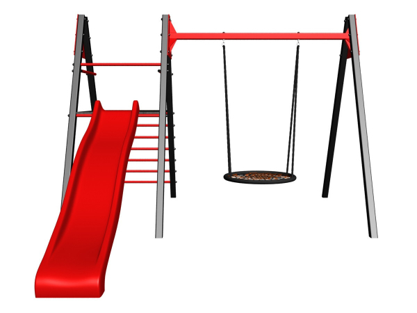 картинка Уличные качели Sv Sport Maxi с горкой УК142.5В1 (4.0м/Гнездо 115см/Подвесы на втулке 1к) от магазина Лазалка