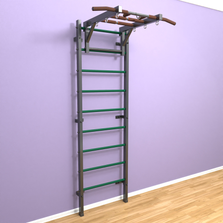 картинка Шведская стенка «LittleSport» Л Графит зеленые ступени от магазина Лазалка