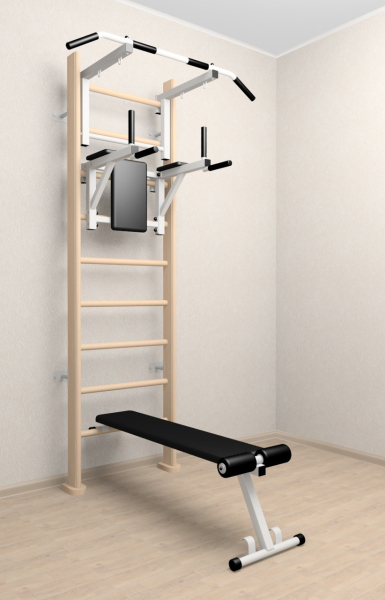 картинка Деревянная шведская стенка Sv Sport 905с (Турник стандарт/Брусья/Скамья) от магазина Лазалка