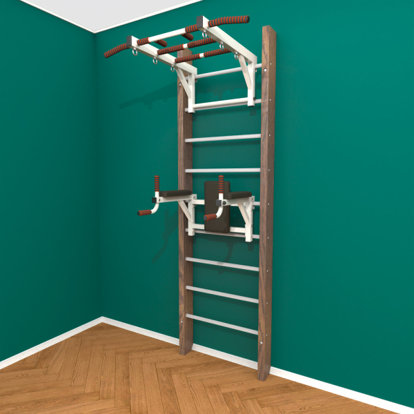 Брашированная шведская стенка "Кастерли" Классик ТБ (Белые ступени)