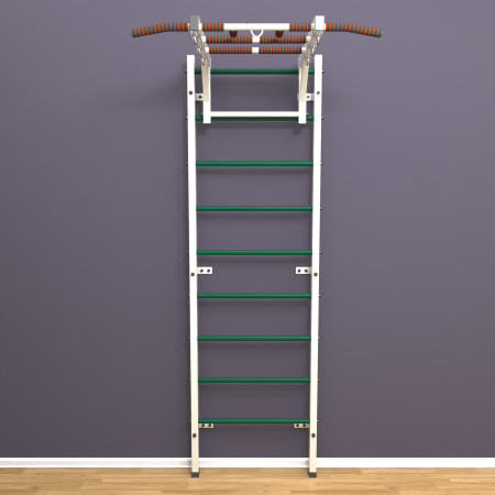 картинка Шведская стенка «LittleSport» Л Белый зеленые ступени от магазина Лазалка