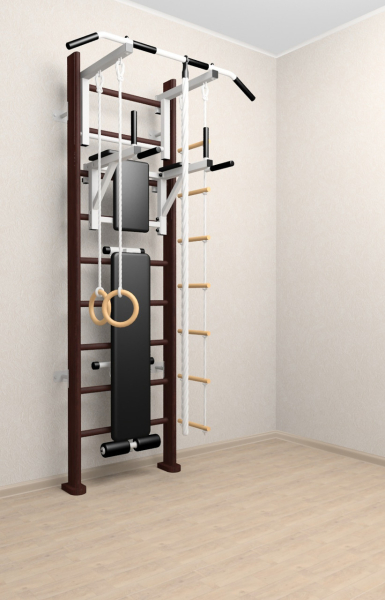 картинка Деревянная шведская стенка Sv Sport 906в (Турник стандарт/Брусья/Скамья/Канат/Кольца/Лестница) от магазина Лазалка