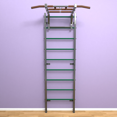 картинка Шведская стенка «LittleSport» Л Графит зеленые ступени от магазина Лазалка