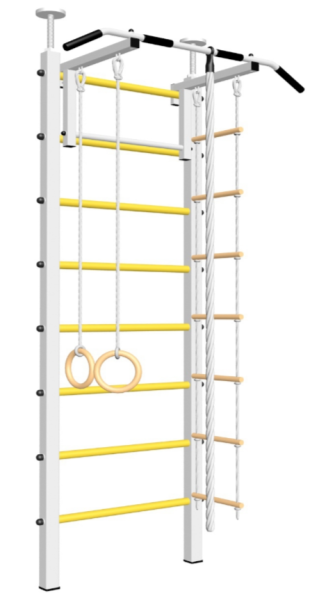 Шведская стенка Sv Sport враспор (Турник стандарт/Канат/Кольца/Лестница) (высота 275-295см) В702
