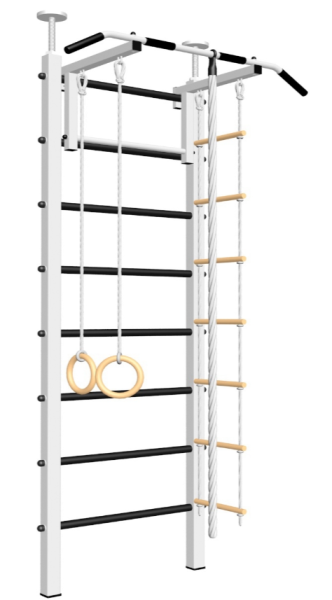 Шведская стенка Sv Sport враспор (Турник стандарт/Канат/Кольца/Лестница) (высота 258-275см) 702