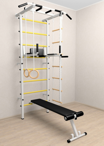 Шведская стенка Sv Pro 805 (Турник Pro/Брусья/стойка/Скамья/Канат/Кольца/Лестница)